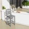 Gray HDPE Outdoor Bar Stool 30 Inch Seat Weatherproof Patio Chair with Footrest